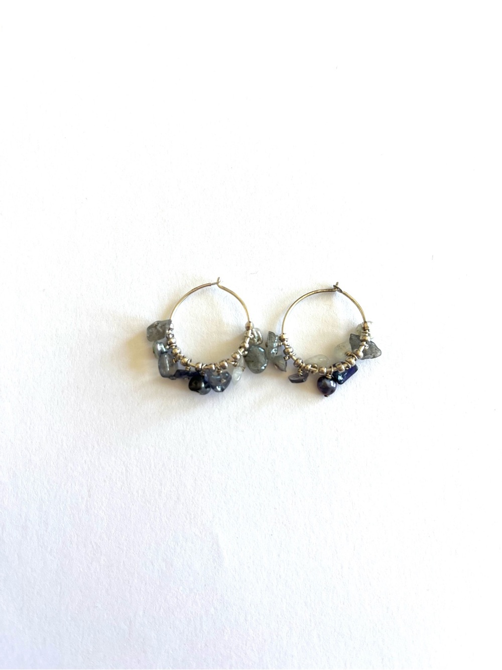 Chan Luu Sterling Silver Beaded Drop Hoop Earrings
